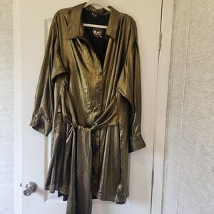 Meritt Metallic Gold Long Sleeve Dress Size 3XL Euc